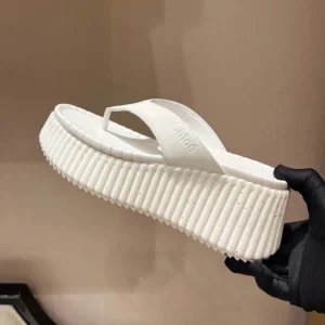 Chloe Women Nama Wedge Slide-White CHC25A10XSN122