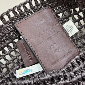 Chloe Women Small Summer Banana Tote Bag in Raffia-Kohl Brown