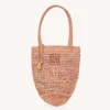 Chloe Women Small Summer Banana Tote Bag in Raffia-Pink
