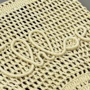 Chloe Women Small Summer Banana Tote Bag in Raffia-Sandy