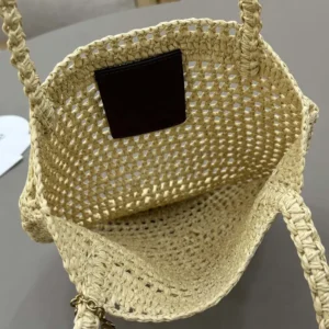 Chloe Women Small Summer Banana Tote Bag in Raffia-Sandy