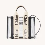 Chloe Women Small Woody Tote Bag In Jelly & Leather-Black