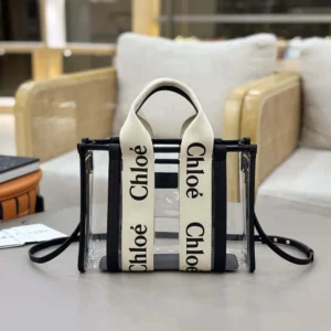 Chloe Women Small Woody Tote Bag In Jelly & Leather-Black