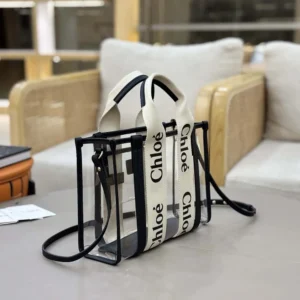 Chloe Women Small Woody Tote Bag In Jelly & Leather-Black