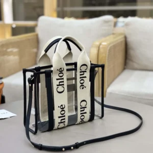 Chloe Women Small Woody Tote Bag In Jelly & Leather-Black