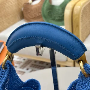 Chloe Women Summer Banana Hobo Bag In Raffia-Blue