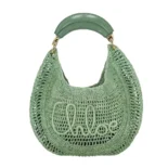 Chloe Women Summer Banana Hobo Bag In Raffia-Green