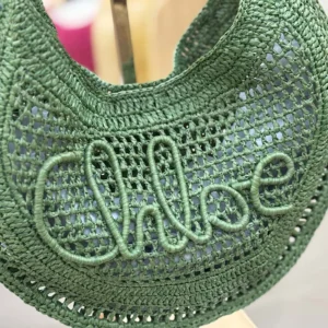 Chloe Women Summer Banana Hobo Bag In Raffia-Green