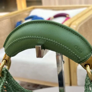 Chloe Women Summer Banana Hobo Bag In Raffia-Green