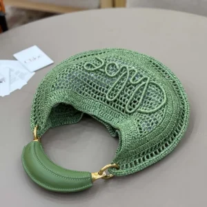 Chloe Women Summer Banana Hobo Bag In Raffia-Green