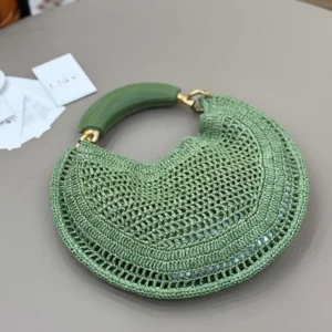 Chloe Women Summer Banana Hobo Bag In Raffia-Green