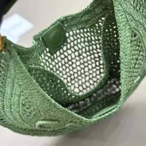 Chloe Women Summer Banana Hobo Bag In Raffia-Green