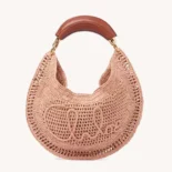 Chloe Women Summer Banana Hobo Bag In Raffia-Pink