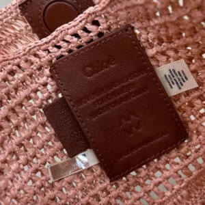 Chloe Women Summer Banana Hobo Bag In Raffia-Pink