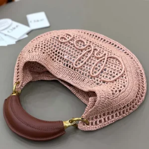 Chloe Women Summer Banana Hobo Bag In Raffia-PinkChloe Women Summer Banana Hobo Bag In Raffia-Pink