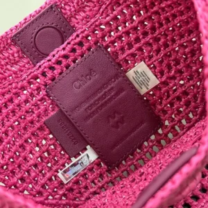 Chloe Women Summer Banana Hobo Bag In Raffia-Rose