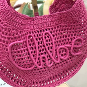 Chloe Women Summer Banana Hobo Bag In Raffia-Rose