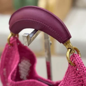Chloe Women Summer Banana Hobo Bag In Raffia-Rose