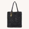 Chloe Women Summer Banana Tote Bag In Raffia-Black