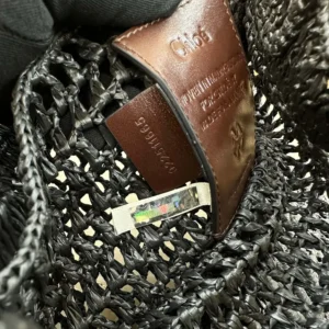 Chloe Women Summer Banana Tote Bag In Raffia-Black