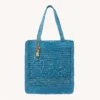 Chloe Women Summer Banana Tote Bag In Raffia-Blue