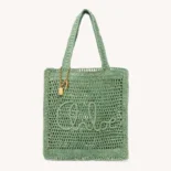 Chloe Women Summer Banana Tote Bag In Raffia-Green