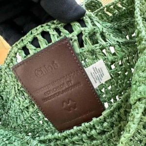 Chloe Women Summer Banana Tote Bag In Raffia-Green