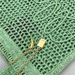 Chloe Women Summer Banana Tote Bag In Raffia-Green
