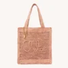 Chloe Women Summer Banana Tote Bag In Raffia-Pink