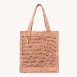 Chloe Women Summer Banana Tote Bag In Raffia-Pink