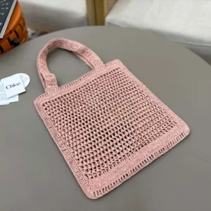Chloe Women Summer Banana Tote Bag In Raffia-Pink