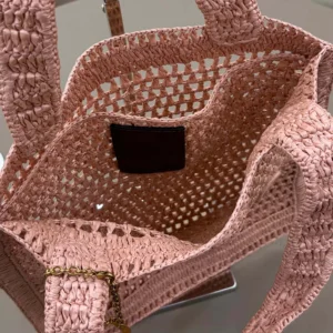 Chloe Women Summer Banana Tote Bag In Raffia-Pink