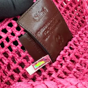 Chloe Women Summer Banana Tote Bag In Raffia-Rose