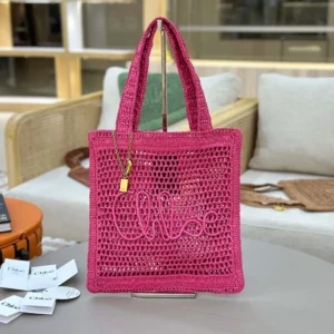Chloe Women Summer Banana Tote Bag In Raffia-Rose