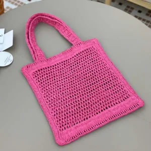Chloe Women Summer Banana Tote Bag In Raffia-Rose