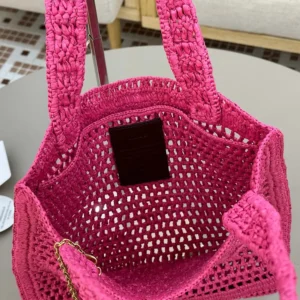 Chloe Women Summer Banana Tote Bag In Raffia-Rose
