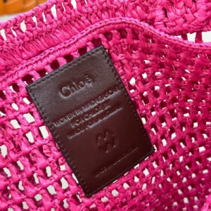 Chloe Women Summer Banana Tote Bag In Raffia-Rose