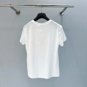 Dior Men T-Shirt White Cotton and Linen Jersey with Multicolor Dior Star Motif