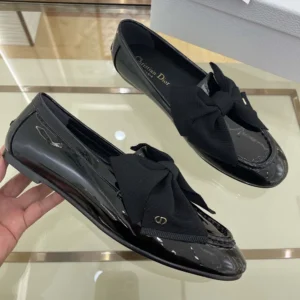 Dior Women Diorissimo Loafer Black Patent Calfskin and Grosgrain
