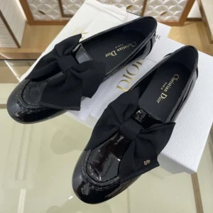 Dior Women Diorissimo Loafer Black Patent Calfskin and Grosgrain