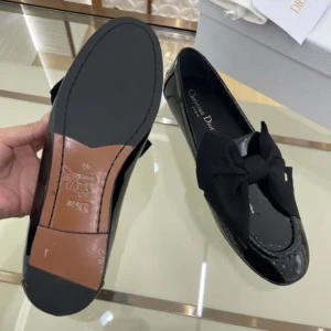 Dior Women Diorissimo Loafer Black Patent Calfskin and Grosgrain