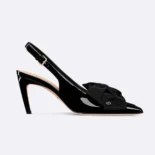 Dior Women Diorissimo Slingback Pump Black Patent Calfskin and Grosgrain