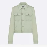 Dior Women Jacket Cotton Denim with Sage Green Dior Astral Flowers Motif