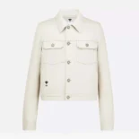 Dior Women Jacket White Cotton Denim with Multicolor Dior Astral Flowers Motif