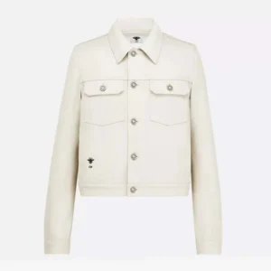 Dior Women Jacket White Cotton Denim with Multicolor Dior Astral Flowers Motif