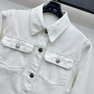 Dior Women Jacket White Cotton Denim with Multicolor Dior Astral Flowers Motif