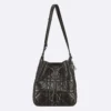 Dior Women Medium D-Motion Bag Black Macrocannage Crinkled Calfskin