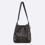 Dior Women Medium D-Motion Bag Black Macrocannage Crinkled Calfskin