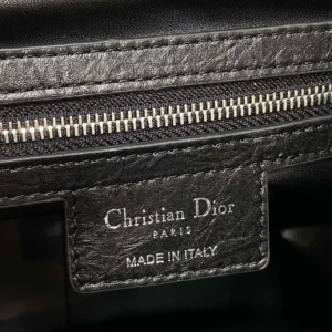 Dior Women Medium D-Motion Bag Black Macrocannage Crinkled Calfskin