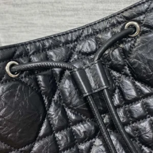 Dior Women Medium D-Motion Bag Black Macrocannage Crinkled Calfskin